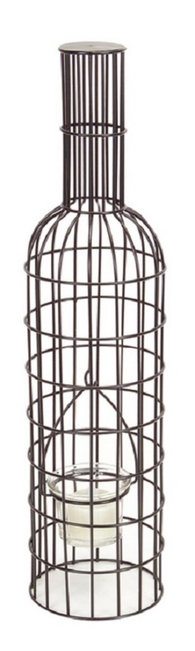 Melrose 15.75" Elegant Black Wine Bottle Shaped Tea Light Candle Holder